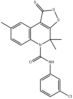 N-(3-chlorophenyl)-4,4,8-trimethyl-1-thioxo-1,4-dihydro-5H-[1,2]dithiolo[3,4-c]quinoline-5-carboxamide Struktur