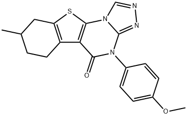 4-(4-methoxyphenyl)-8-methyl-6,7,8,9-tetrahydro[1]benzothieno[3,2-e][1,2,4]triazolo[4,3-a]pyrimidin-5(4H)-one Struktur