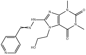 isonicotinaldehyde [7-(2-hydroxyethyl)-1,3-dimethyl-2,6-dioxo-2,3,6,7-tetrahydro-1H-purin-8-yl]hydrazone Struktur