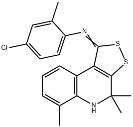 N-(4-chloro-2-methylphenyl)-N-(4,4,6-trimethyl-4,5-dihydro-1H-[1,2]dithiolo[3,4-c]quinolin-1-ylidene)amine Struktur