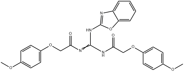 N-(1,3-benzoxazol-2-yl)-N',N''-bis[(4-methoxyphenoxy)acetyl]guanidine Struktur