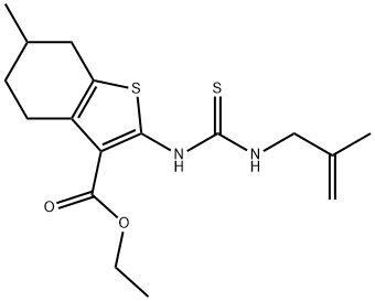 ethyl 6-methyl-2-({[(2-methylprop-2-enyl)amino]carbothioyl}amino)-4,5,6,7-tetrahydro-1-benzothiophene-3-carboxylate Struktur