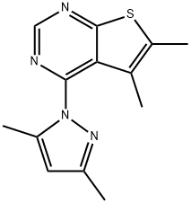 4-(3,5-dimethyl-1H-pyrazol-1-yl)-5,6-dimethylthieno[2,3-d]pyrimidine Struktur