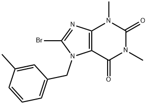 8-bromo-1,3-dimethyl-7-(3-methylbenzyl)-3,7-dihydro-1H-purine-2,6-dione Struktur