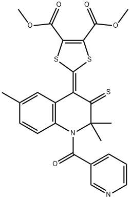 dimethyl 2-(2,2,6-trimethyl-1-(3-pyridinylcarbonyl)-3-thioxo-2,3-dihydro-4(1H)-quinolinylidene)-1,3-dithiole-4,5-dicarboxylate Struktur