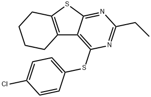 4-chlorophenyl 2-ethyl-5,6,7,8-tetrahydro[1]benzothieno[2,3-d]pyrimidin-4-yl sulfide Struktur