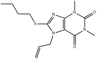 7-allyl-8-(butylsulfanyl)-1,3-dimethyl-3,7-dihydro-1H-purine-2,6-dione Struktur