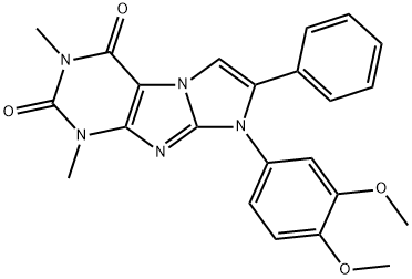 8-(3,4-dimethoxyphenyl)-1,3-dimethyl-7-phenyl-1H-imidazo[2,1-f]purine-2,4(3H,8H)-dione Struktur