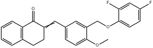 2-{3-[(2,4-difluorophenoxy)methyl]-4-methoxybenzylidene}-3,4-dihydro-1(2H)-naphthalenone Struktur