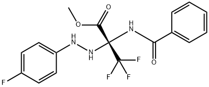 methyl 2-(benzoylamino)-3,3,3-trifluoro-2-[2-(4-fluorophenyl)hydrazino]propanoate Struktur