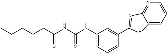 N-hexanoyl-N'-(3-[1,3]oxazolo[4,5-b]pyridin-2-ylphenyl)thiourea Struktur