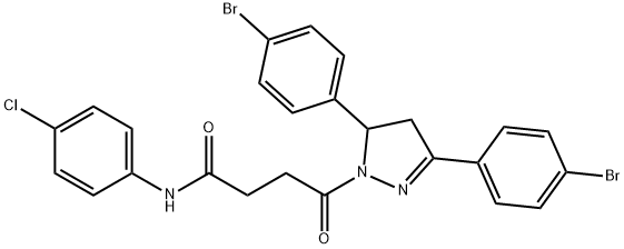 4-[3,5-bis(4-bromophenyl)-4,5-dihydro-1H-pyrazol-1-yl]-N-(4-chlorophenyl)-4-oxobutanamide Struktur