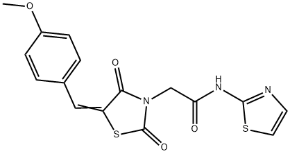 2-[5-(4-methoxybenzylidene)-2,4-dioxo-1,3-thiazolidin-3-yl]-N-(1,3-thiazol-2-yl)acetamide Struktur