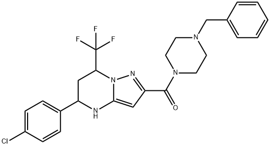 2-[(4-benzylpiperazin-1-yl)carbonyl]-5-(4-chlorophenyl)-7-(trifluoromethyl)-4,5,6,7-tetrahydropyrazolo[1,5-a]pyrimidine Struktur