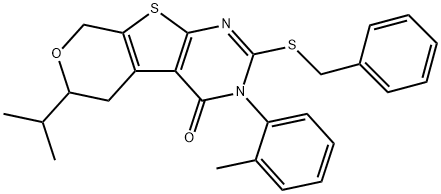 2-(benzylsulfanyl)-6-isopropyl-3-(2-methylphenyl)-3,5,6,8-tetrahydro-4H-pyrano[4',3':4,5]thieno[2,3-d]pyrimidin-4-one Structure