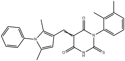 1-(2,3-dimethylphenyl)-5-[(2,5-dimethyl-1-phenyl-1H-pyrrol-3-yl)methylene]-2-thioxodihydro-4,6(1H,5H)-pyrimidinedione Struktur