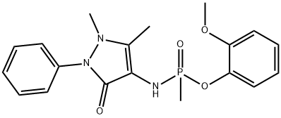 2-methoxyphenyl N-(1,5-dimethyl-3-oxo-2-phenyl-2,3-dihydro-1H-pyrazol-4-yl)-P-methylphosphonamidoate Struktur