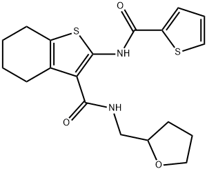 N-(tetrahydro-2-furanylmethyl)-2-[(2-thienylcarbonyl)amino]-4,5,6,7-tetrahydro-1-benzothiophene-3-carboxamide Struktur