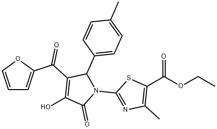 ethyl 2-[3-(2-furoyl)-4-hydroxy-2-(4-methylphenyl)-5-oxo-2,5-dihydro-1H-pyrrol-1-yl]-4-methyl-1,3-thiazole-5-carboxylate Struktur