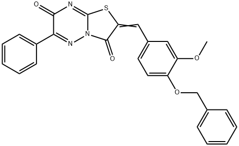 2-[4-(benzyloxy)-3-methoxybenzylidene]-6-phenyl-7H-[1,3]thiazolo[3,2-b][1,2,4]triazine-3,7(2H)-dione Struktur