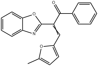 2-(1,3-benzoxazol-2-yl)-3-(5-methyl-2-furyl)-1-phenyl-2-propen-1-one Struktur