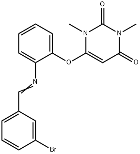 6-{2-[(3-bromobenzylidene)amino]phenoxy}-1,3-dimethyl-2,4(1H,3H)-pyrimidinedione Struktur