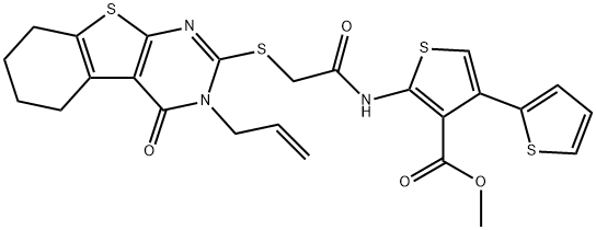 methyl 2-({[(3-allyl-4-oxo-3,4,5,6,7,8-hexahydro[1]benzothieno[2,3-d]pyrimidin-2-yl)sulfanyl]acetyl}amino)-2',4-bithiophene-3-carboxylate Struktur