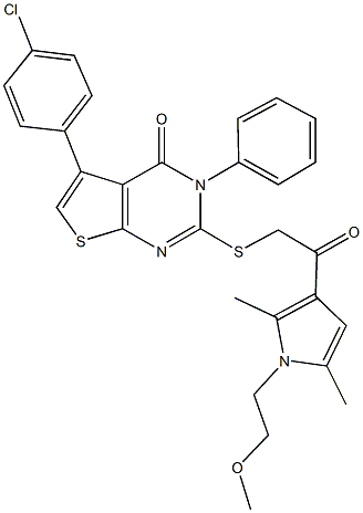 5-(4-chlorophenyl)-2-({2-[1-(2-methoxyethyl)-2,5-dimethyl-1H-pyrrol-3-yl]-2-oxoethyl}sulfanyl)-3-phenylthieno[2,3-d]pyrimidin-4(3H)-one Struktur