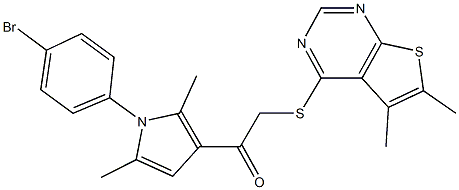 1-[1-(4-bromophenyl)-2,5-dimethyl-1H-pyrrol-3-yl]-2-[(5,6-dimethylthieno[2,3-d]pyrimidin-4-yl)sulfanyl]ethanone Struktur