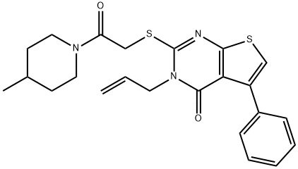 3-allyl-2-{[2-(4-methylpiperidin-1-yl)-2-oxoethyl]sulfanyl}-5-phenylthieno[2,3-d]pyrimidin-4(3H)-one Struktur