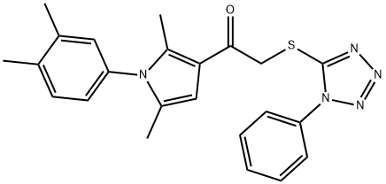 1-[1-(3,4-dimethylphenyl)-2,5-dimethyl-1H-pyrrol-3-yl]-2-[(1-phenyl-1H-tetraazol-5-yl)sulfanyl]ethanone Struktur