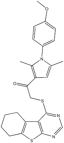 1-[1-(4-methoxyphenyl)-2,5-dimethyl-1H-pyrrol-3-yl]-2-(5,6,7,8-tetrahydro[1]benzothieno[2,3-d]pyrimidin-4-ylsulfanyl)ethanone Struktur