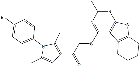 1-[1-(4-bromophenyl)-2,5-dimethyl-1H-pyrrol-3-yl]-2-[(2-methyl-5,6,7,8-tetrahydro[1]benzothieno[2,3-d]pyrimidin-4-yl)sulfanyl]ethanone Struktur