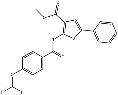 methyl 2-{[4-(difluoromethoxy)benzoyl]amino}-5-phenylthiophene-3-carboxylate Struktur