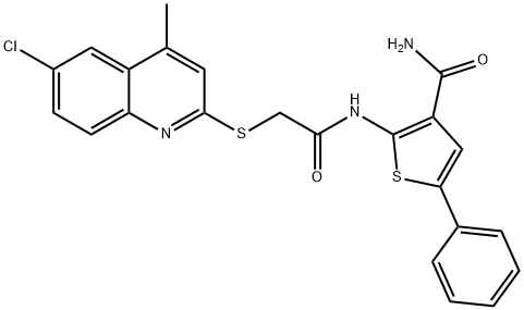 2-({[(6-chloro-4-methylquinolin-2-yl)sulfanyl]acetyl}amino)-5-phenylthiophene-3-carboxamide Struktur