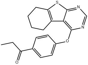 1-[4-(5,6,7,8-tetrahydro[1]benzothieno[2,3-d]pyrimidin-4-yloxy)phenyl]-1-propanone Struktur