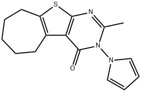 2-methyl-3-(1H-pyrrol-1-yl)-3,5,6,7,8,9-hexahydro-4H-cyclohepta[4,5]thieno[2,3-d]pyrimidin-4-one Struktur