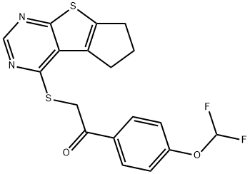 1-[4-(difluoromethoxy)phenyl]-2-(6,7-dihydro-5H-cyclopenta[4,5]thieno[2,3-d]pyrimidin-4-ylsulfanyl)ethanone Struktur