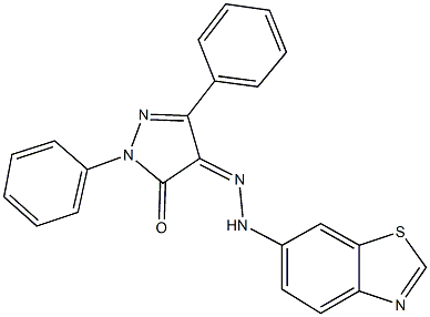 1,3-diphenyl-1H-pyrazole-4,5-dione 4-(1,3-benzothiazol-6-ylhydrazone) Struktur