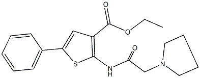 ethyl 5-phenyl-2-[(1-pyrrolidinylacetyl)amino]-3-thiophenecarboxylate Struktur