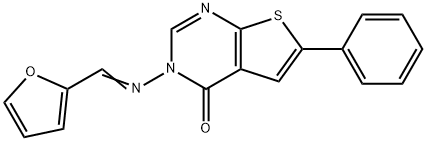 3-[(2-furylmethylene)amino]-6-phenylthieno[2,3-d]pyrimidin-4(3H)-one Struktur