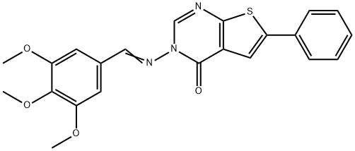 6-phenyl-3-[(3,4,5-trimethoxybenzylidene)amino]thieno[2,3-d]pyrimidin-4(3H)-one Struktur