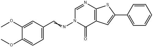 3-[(3,4-dimethoxybenzylidene)amino]-6-phenylthieno[2,3-d]pyrimidin-4(3H)-one Struktur