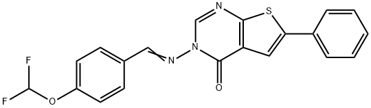 3-{[4-(difluoromethoxy)benzylidene]amino}-6-phenylthieno[2,3-d]pyrimidin-4(3H)-one Struktur