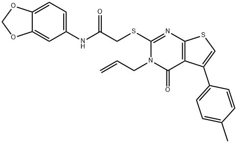 2-{[3-allyl-5-(4-methylphenyl)-4-oxo-3,4-dihydrothieno[2,3-d]pyrimidin-2-yl]sulfanyl}-N-(1,3-benzodioxol-5-yl)acetamide Struktur