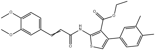 ethyl 2-{[3-(3,4-dimethoxyphenyl)acryloyl]amino}-4-(3,4-dimethylphenyl)-3-thiophenecarboxylate Struktur