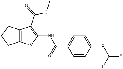 methyl 2-{[4-(difluoromethoxy)benzoyl]amino}-5,6-dihydro-4H-cyclopenta[b]thiophene-3-carboxylate Struktur