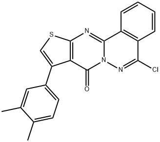 5-chloro-9-(3,4-dimethylphenyl)-8H-thieno[2',3':4,5]pyrimido[2,1-a]phthalazin-8-one Struktur