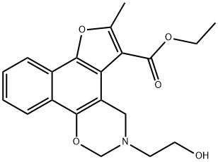 ethyl 3-(2-hydroxyethyl)-6-methyl-3,4-dihydro-2H-furo[3',2':3,4]naphtho[2,1-e][1,3]oxazine-5-carboxylate Struktur