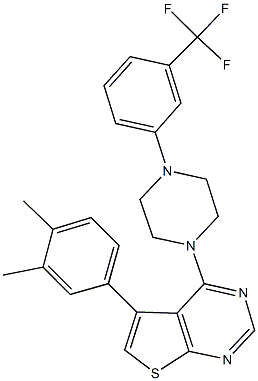 5-(3,4-dimethylphenyl)-4-{4-[3-(trifluoromethyl)phenyl]-1-piperazinyl}thieno[2,3-d]pyrimidine Struktur